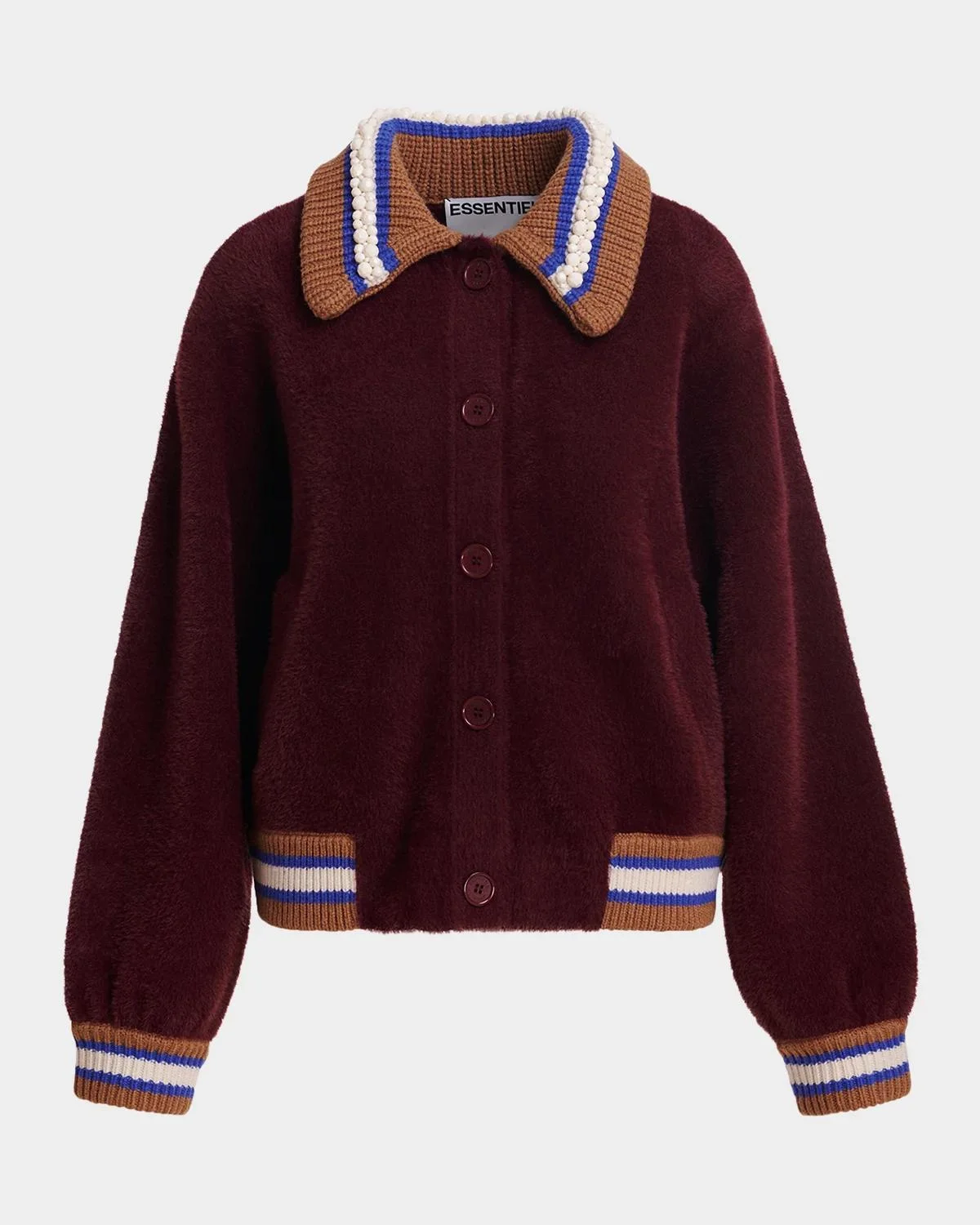 Kamore Contrast Knit Sherpa Bomber Jacket - 1