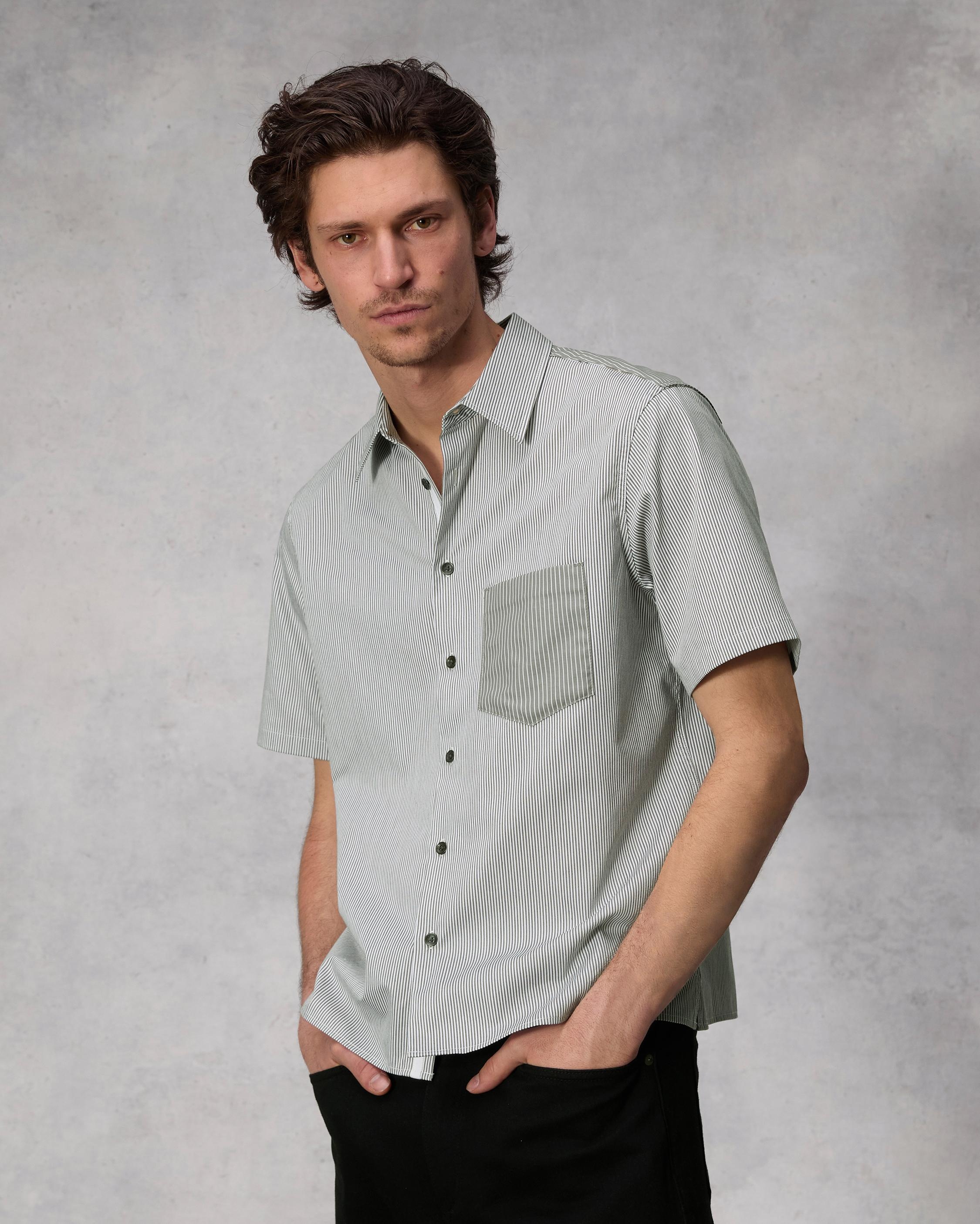 Dalton Striped Cotton Nylon Shirt
Relaxed Fit Button Down - 2