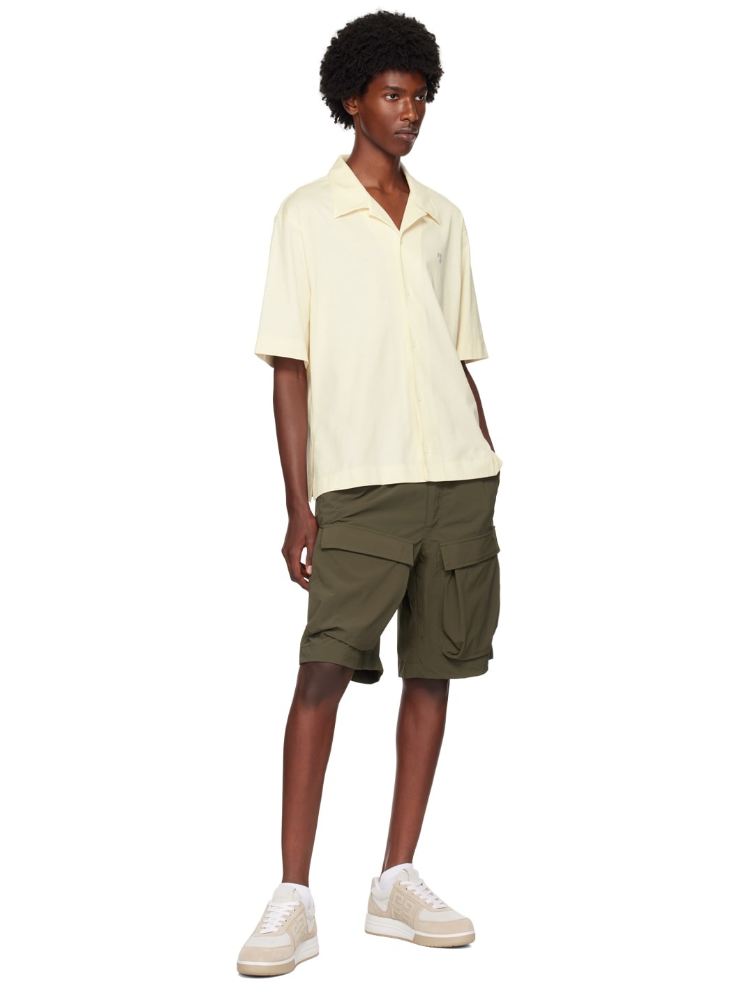Khaki Military Cargo Shorts - 4
