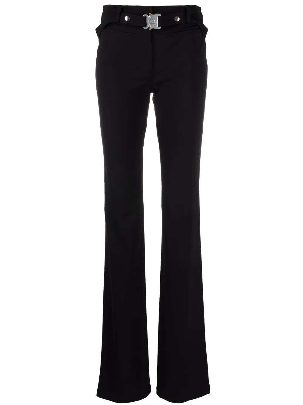 clasp-belt bootcut trousers - 1