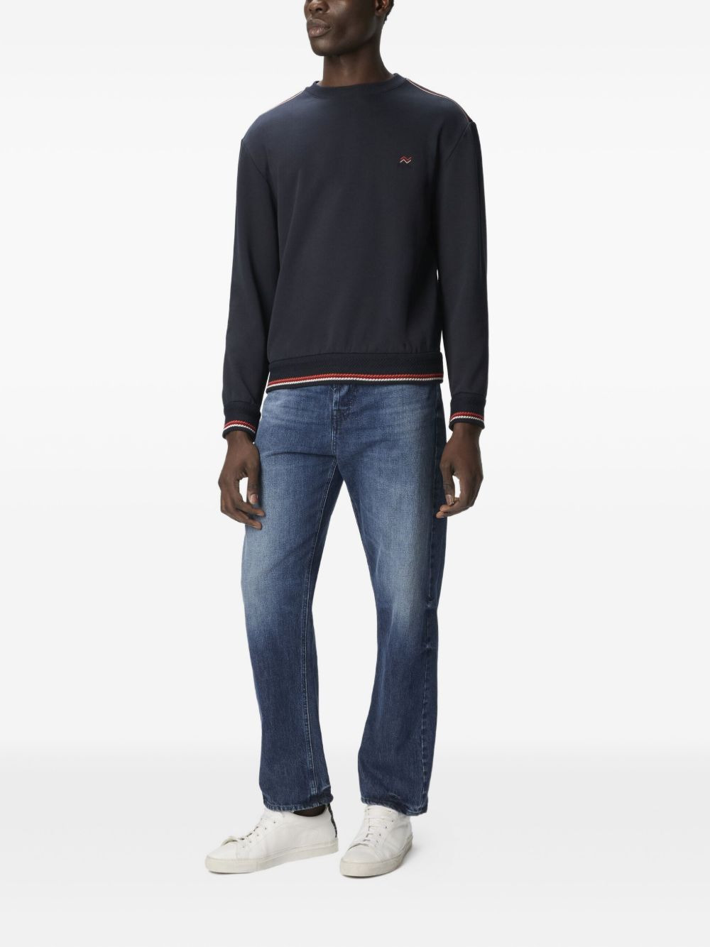 embroidered-trim crew-neck sweater - 2