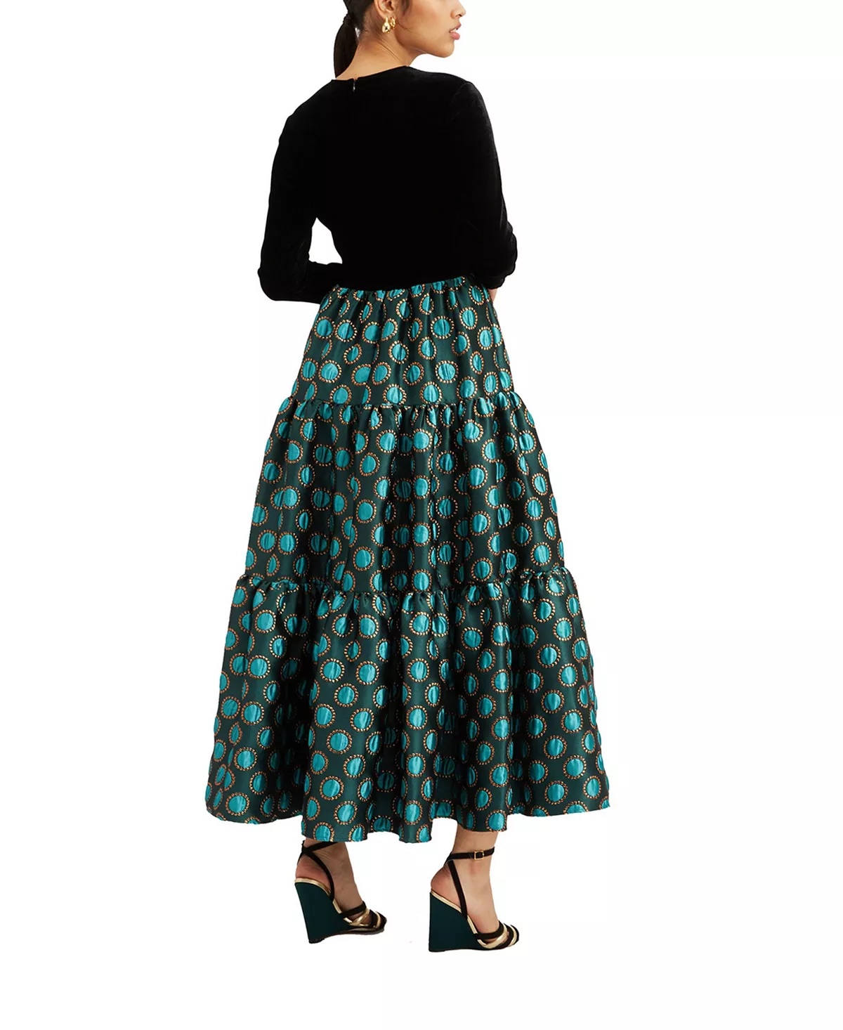 Big Dress in Jacquard Winter Sun Emerald - 2