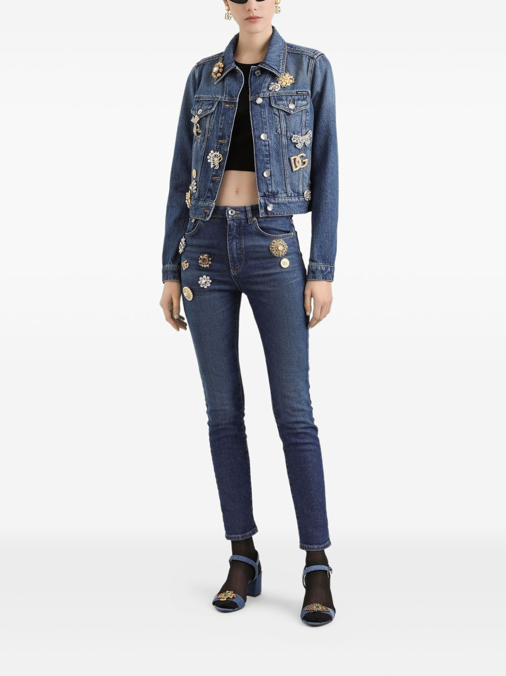 bejeweled high-rise jeans - 2