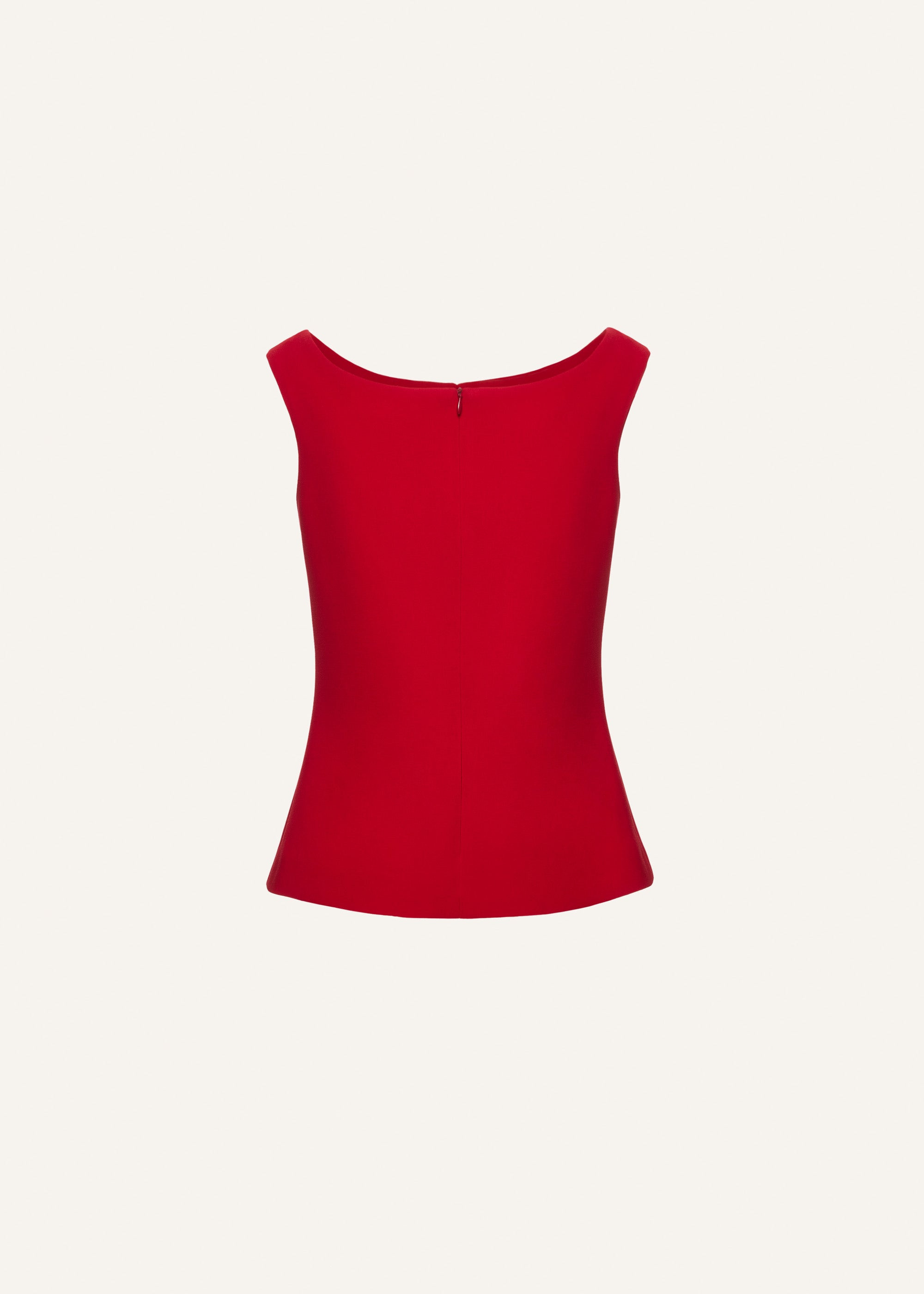 Floral appliqué keyhole top in red - 2