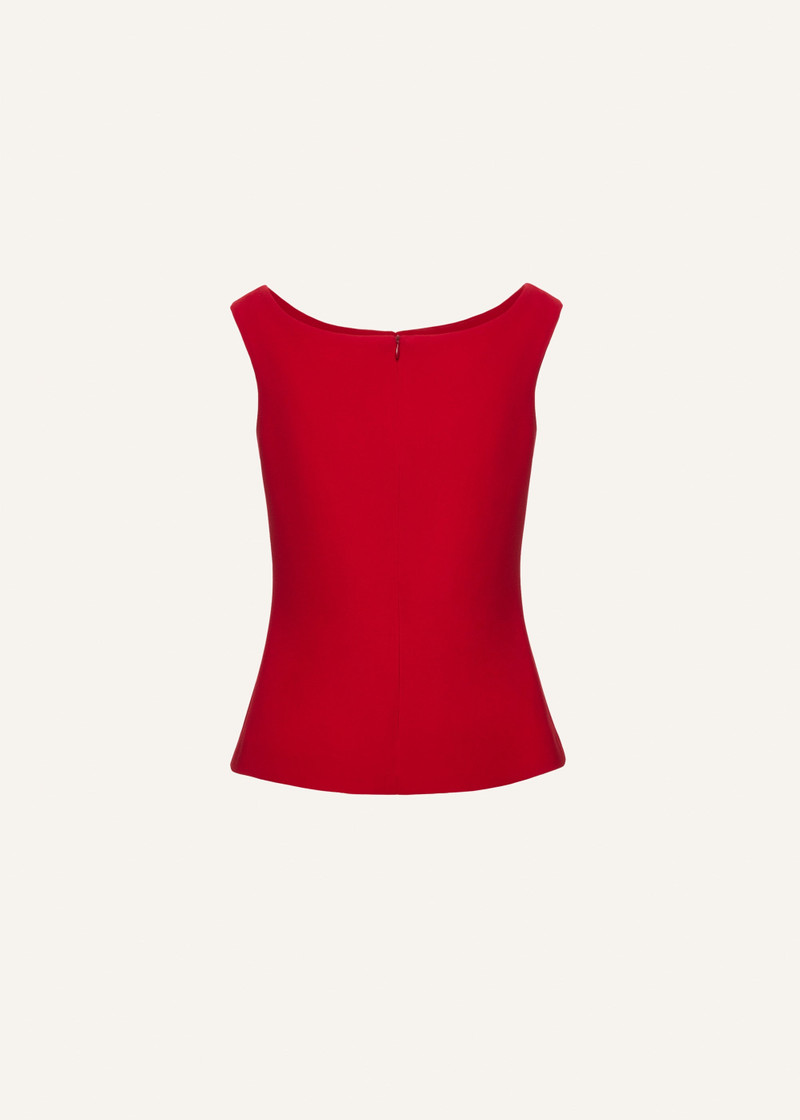 MAGDA BUTRYM Floral appliqué keyhole top in red outlook