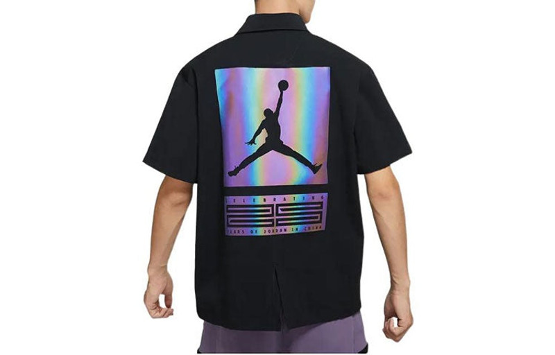 Jordan Men's Air Jordan Dongdan Laser Pattern Pullover Round Neck Short Sleeve Black T-Shirt DV6283-010 outlook