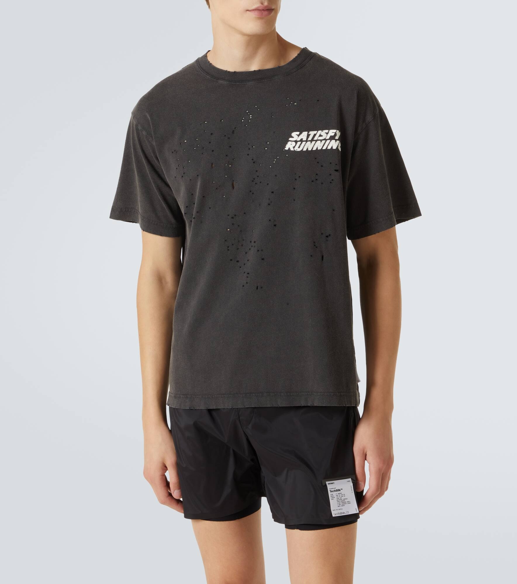 Distressed logo cotton jersey T-shirt - 3