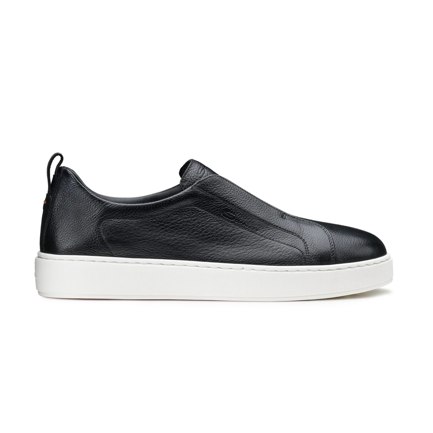 Men's black leather slip-on sneaker - 1