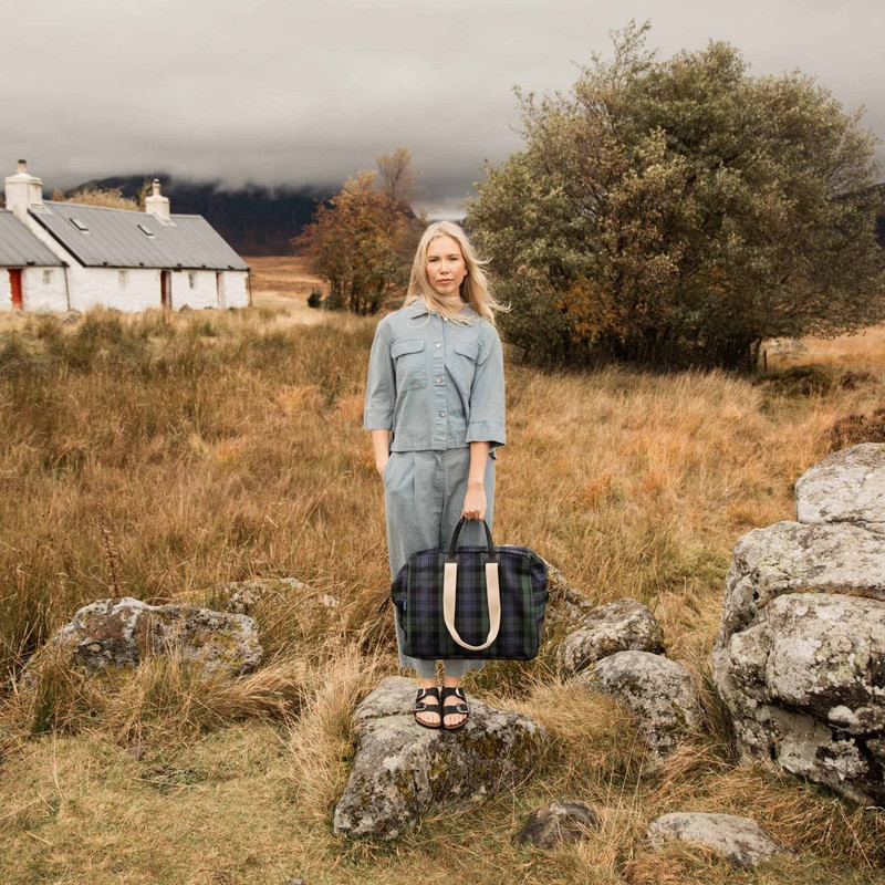 MISSAK AVIATOR TRAVEL BAG - TARTAN NAVY BLUE 8