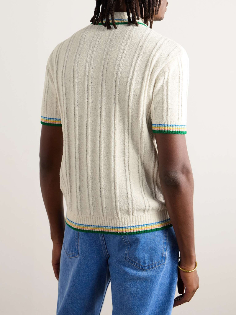 Logo-Embellished Ribbed Cotton-Blend Bouclé Polo Shirt 3