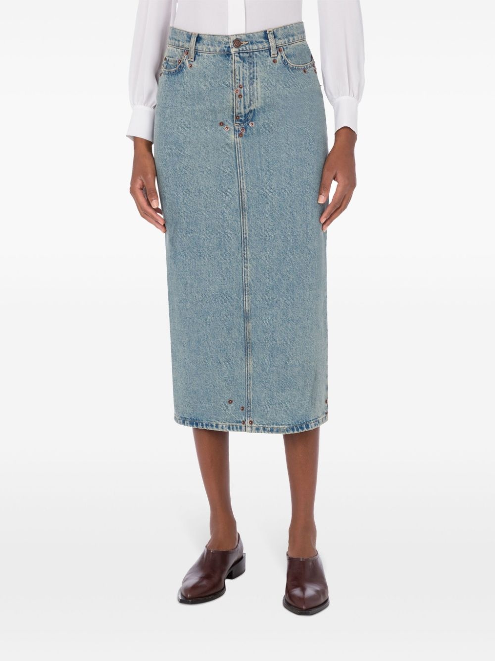 mid-rise denim skirt - 2