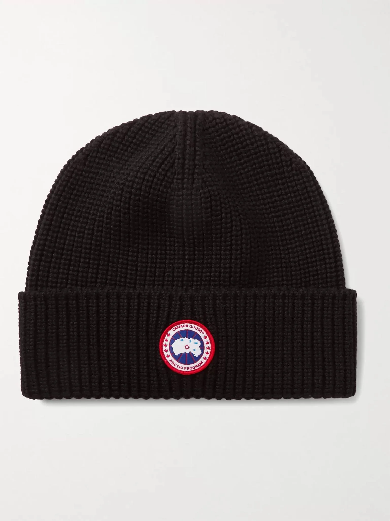 Logo-Appliquéd Ribbed Merino Wool Beanie Black - 1