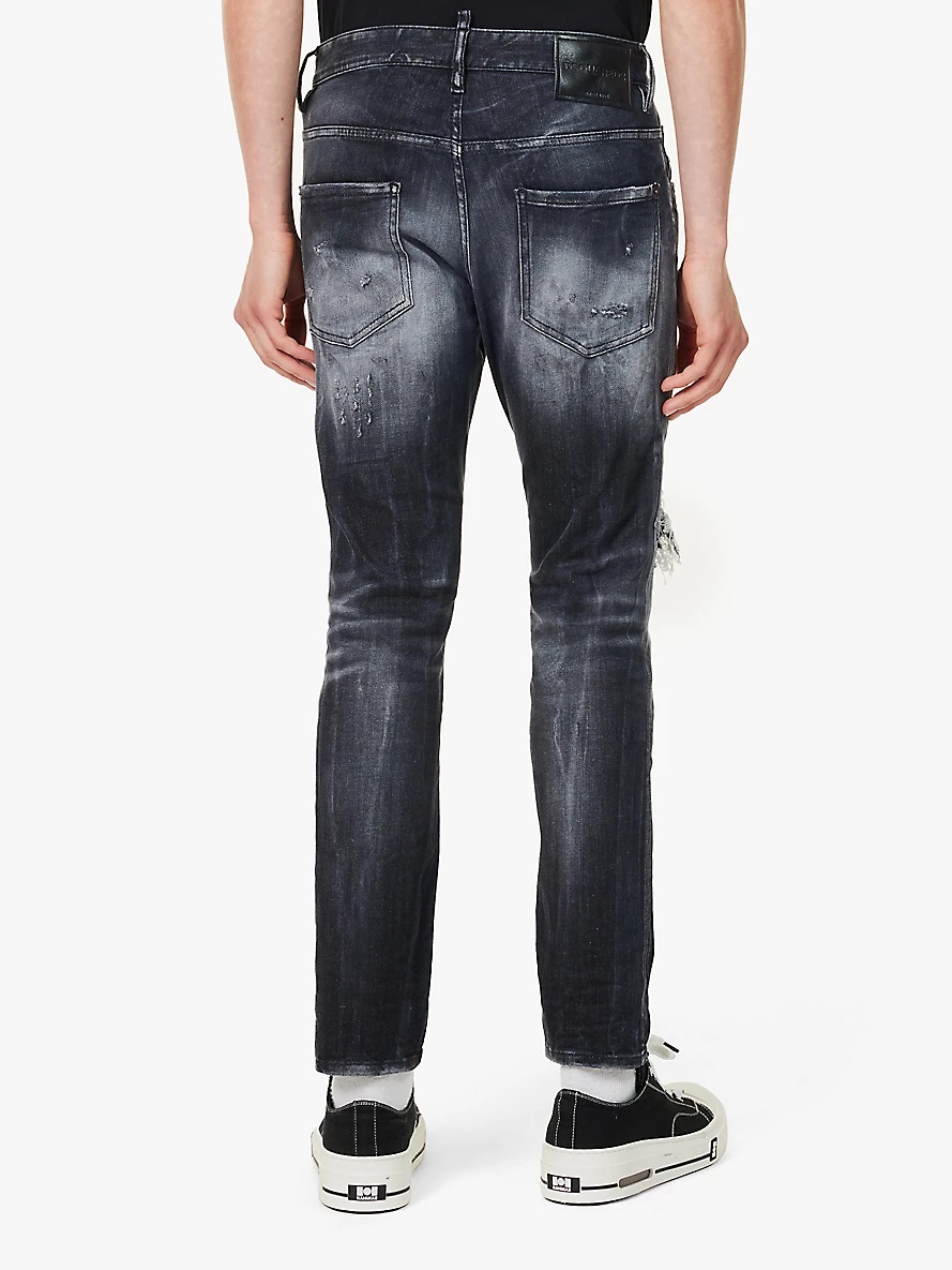 Skater distressed slim-fit tapered-leg stretch-denim jeans - 4