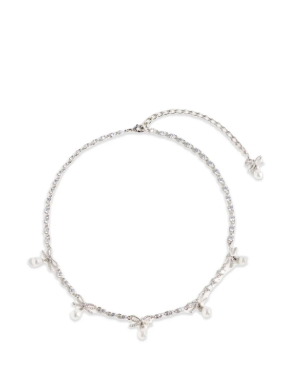 crystal-bow pearl-charm necklace - 1