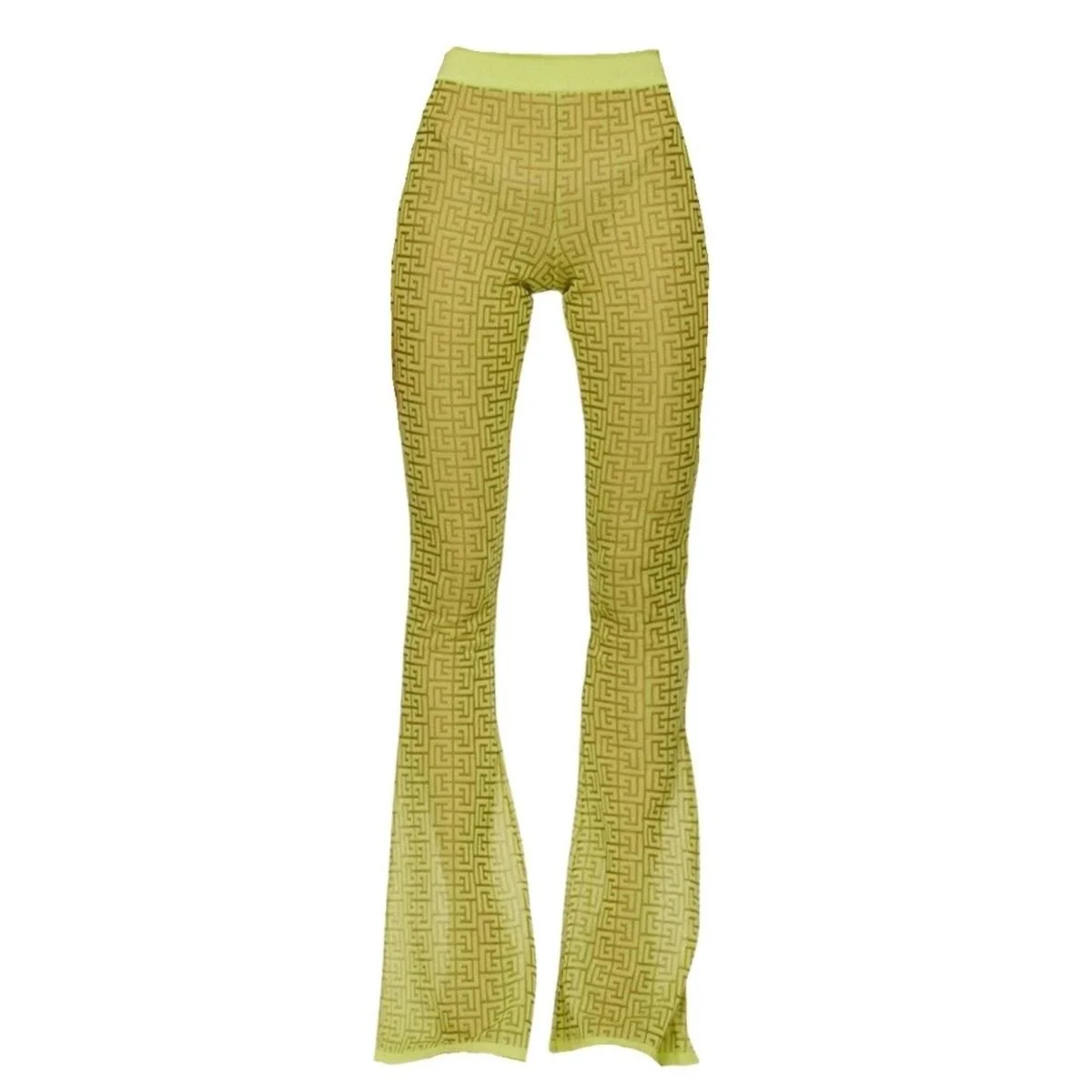 Semi-sheer Monogram Pattern Flared Pants - 1