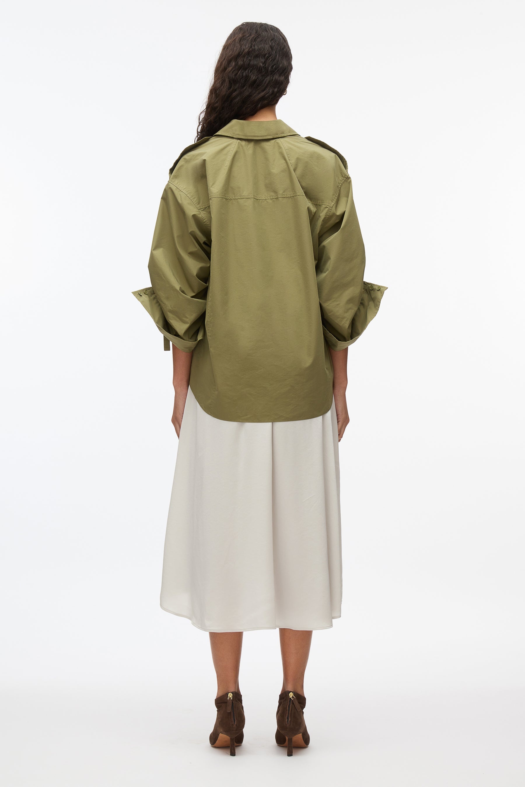 Draped Shirt Combo Slip Dress - 4
