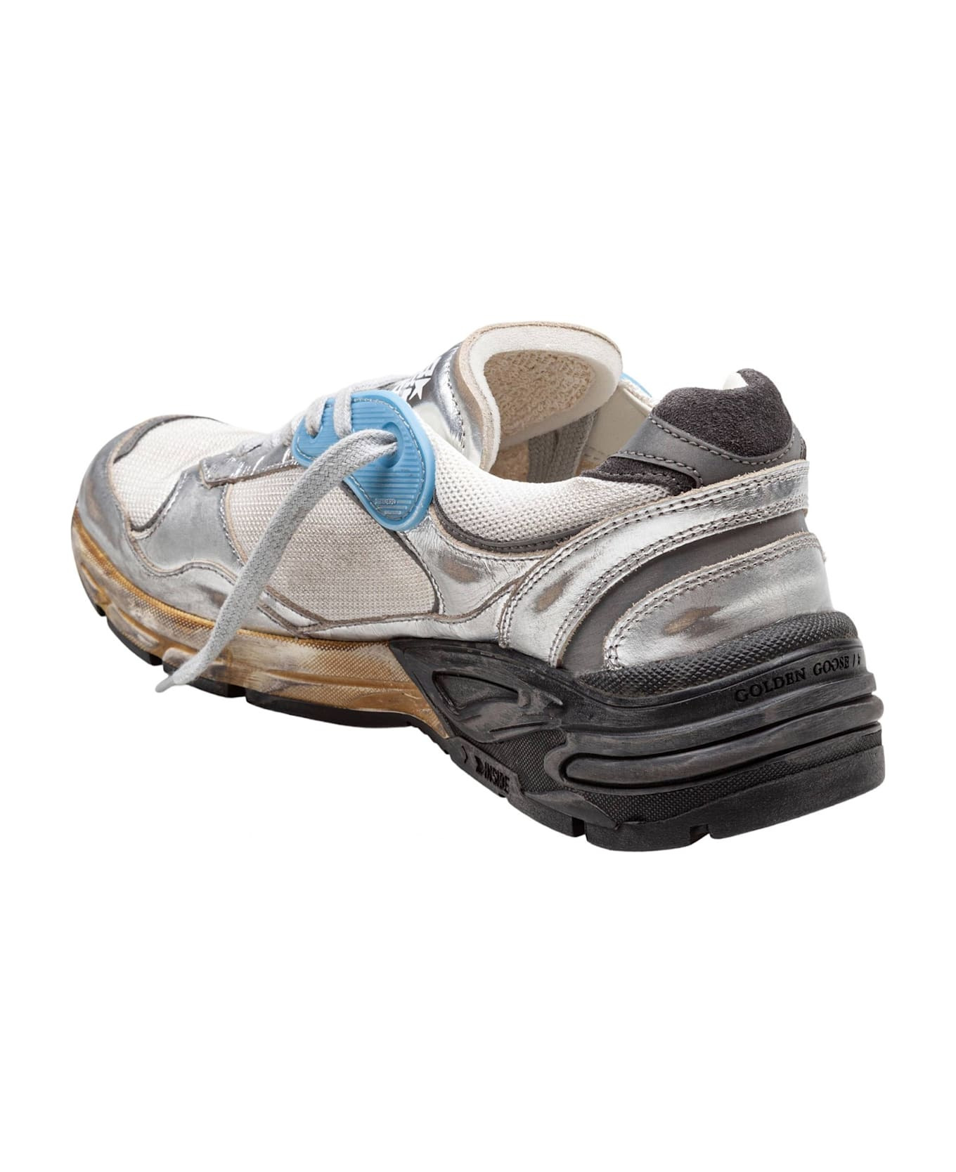 Golden Goose Dad-star Sneakers In Mesh And Laminated Leather Color Grey And Blackrunning - 4