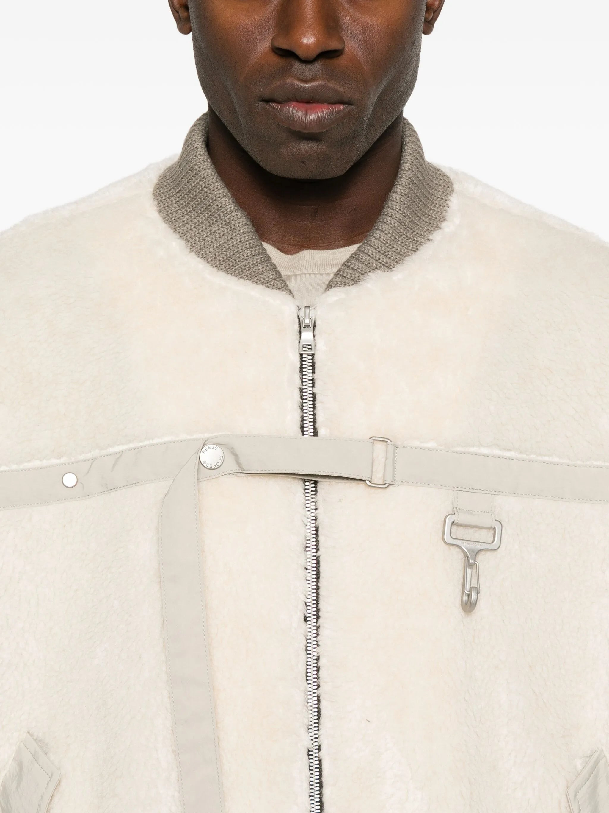 fleece-texture bomber jacket - 4