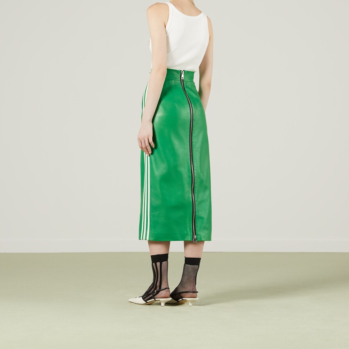 adidas x Gucci zip leather skirt - 7