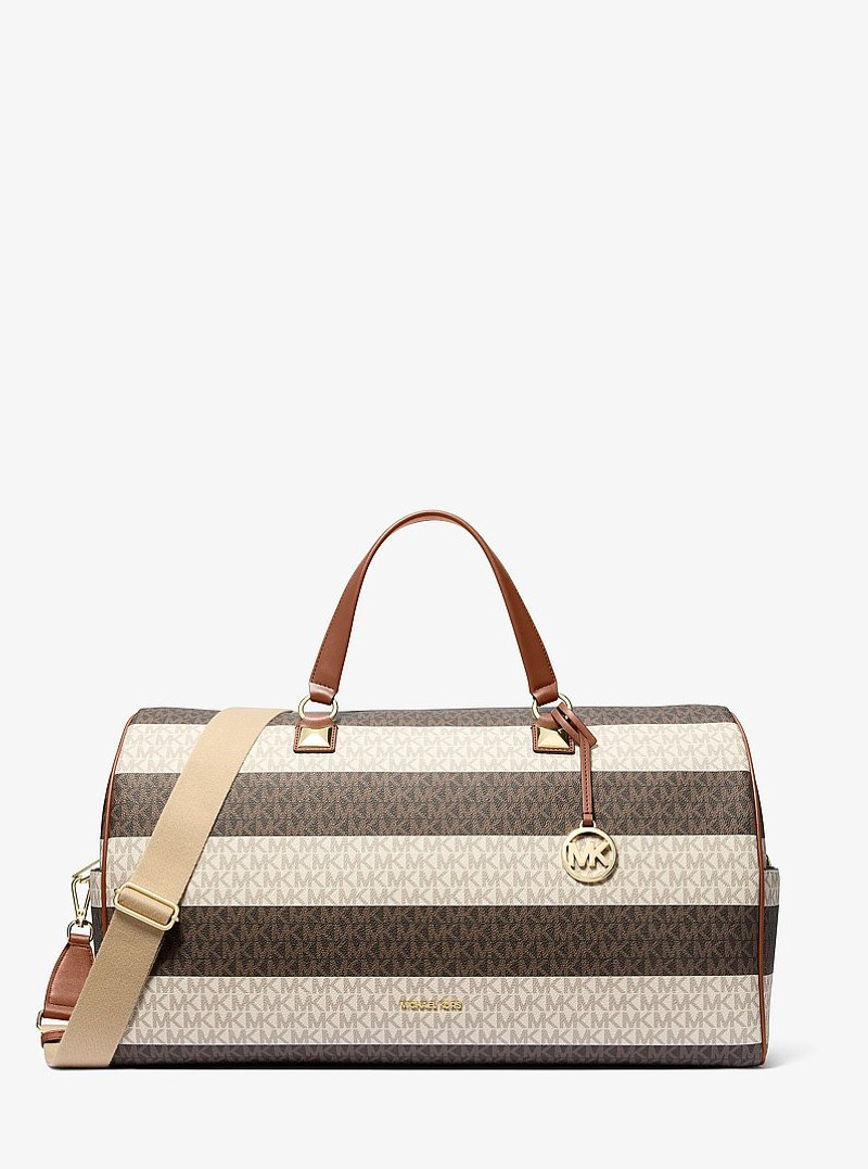 Grayson Extra-Large Striped Signature Logo Weekender Bag 1