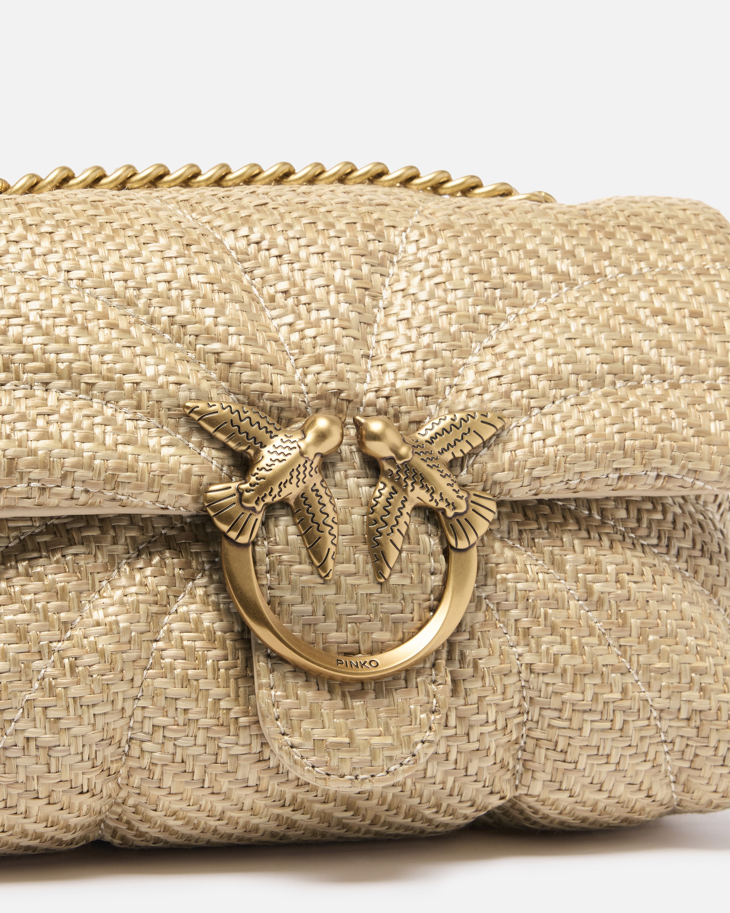 LOVE BAG PUFF MINI RAFFIA SHOULDER BAG WITH CHAIN - 3