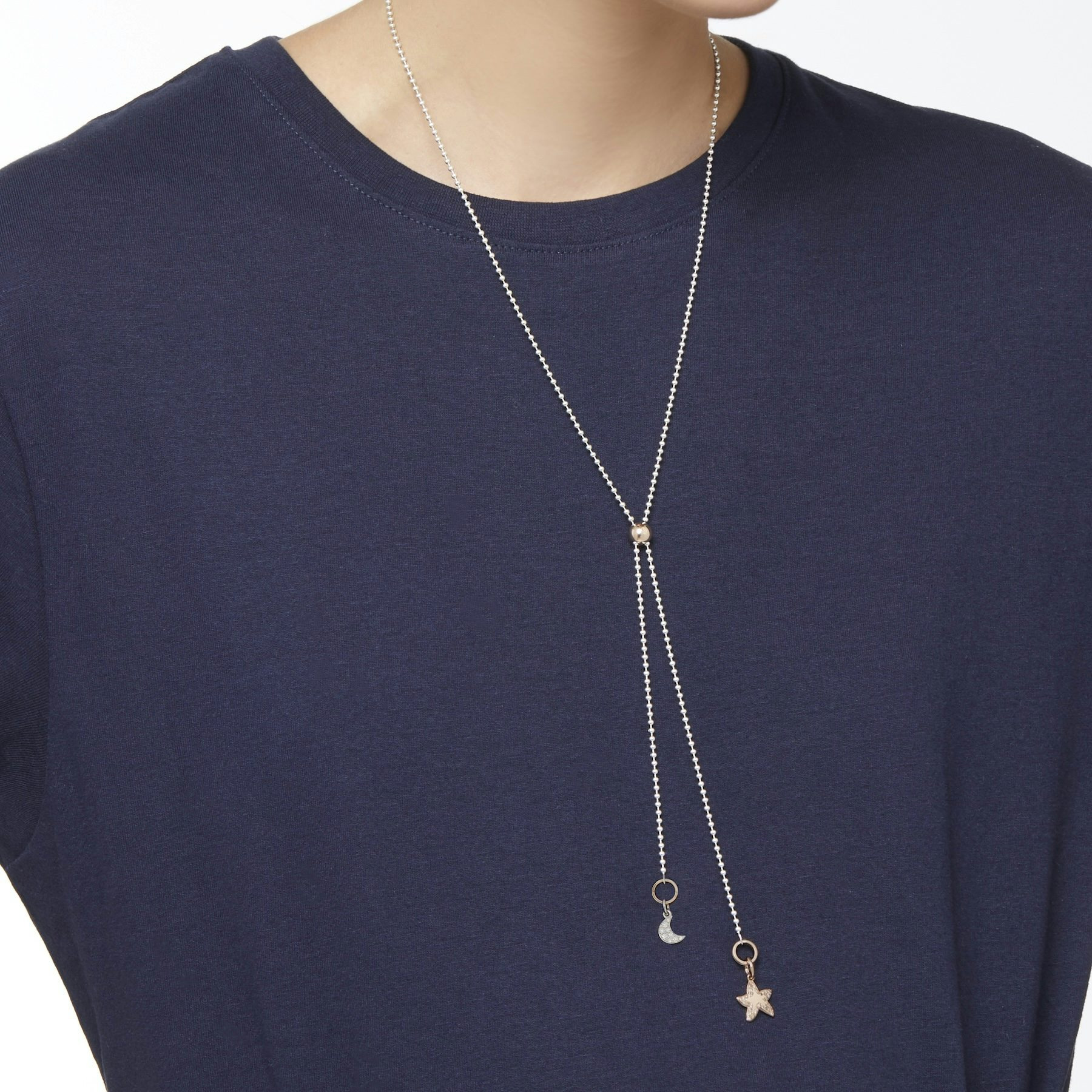 SILVER & ROSE GOLD BOLLICINE LARIAT NECKLACE - 3
