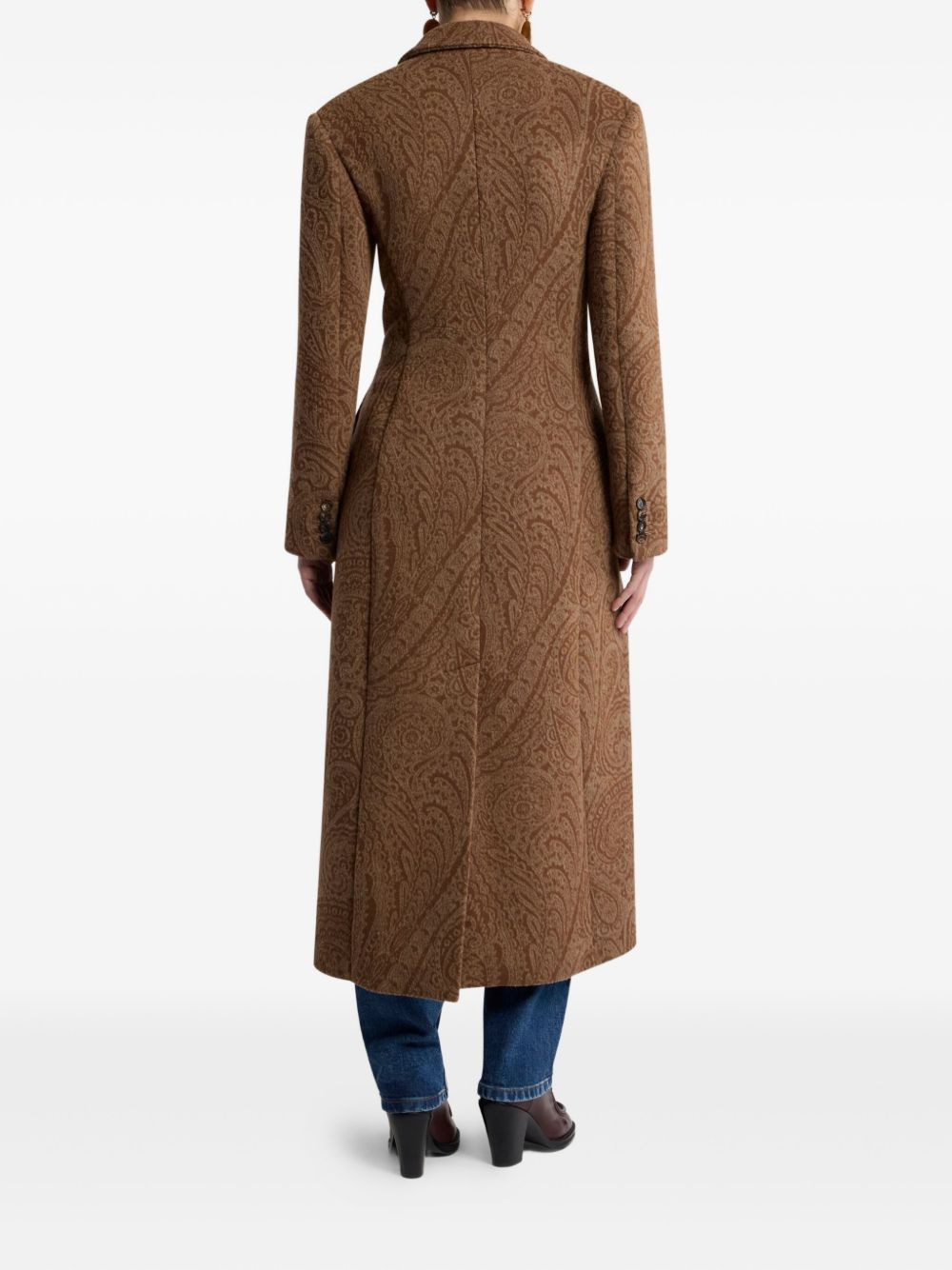 paisley lace-up wool coat - 3