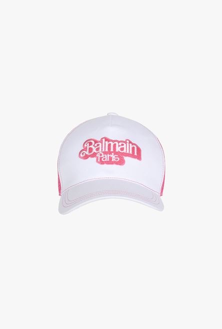 Balmain x Barbie - White cotton cap with pink Balmain Paris logo - 1