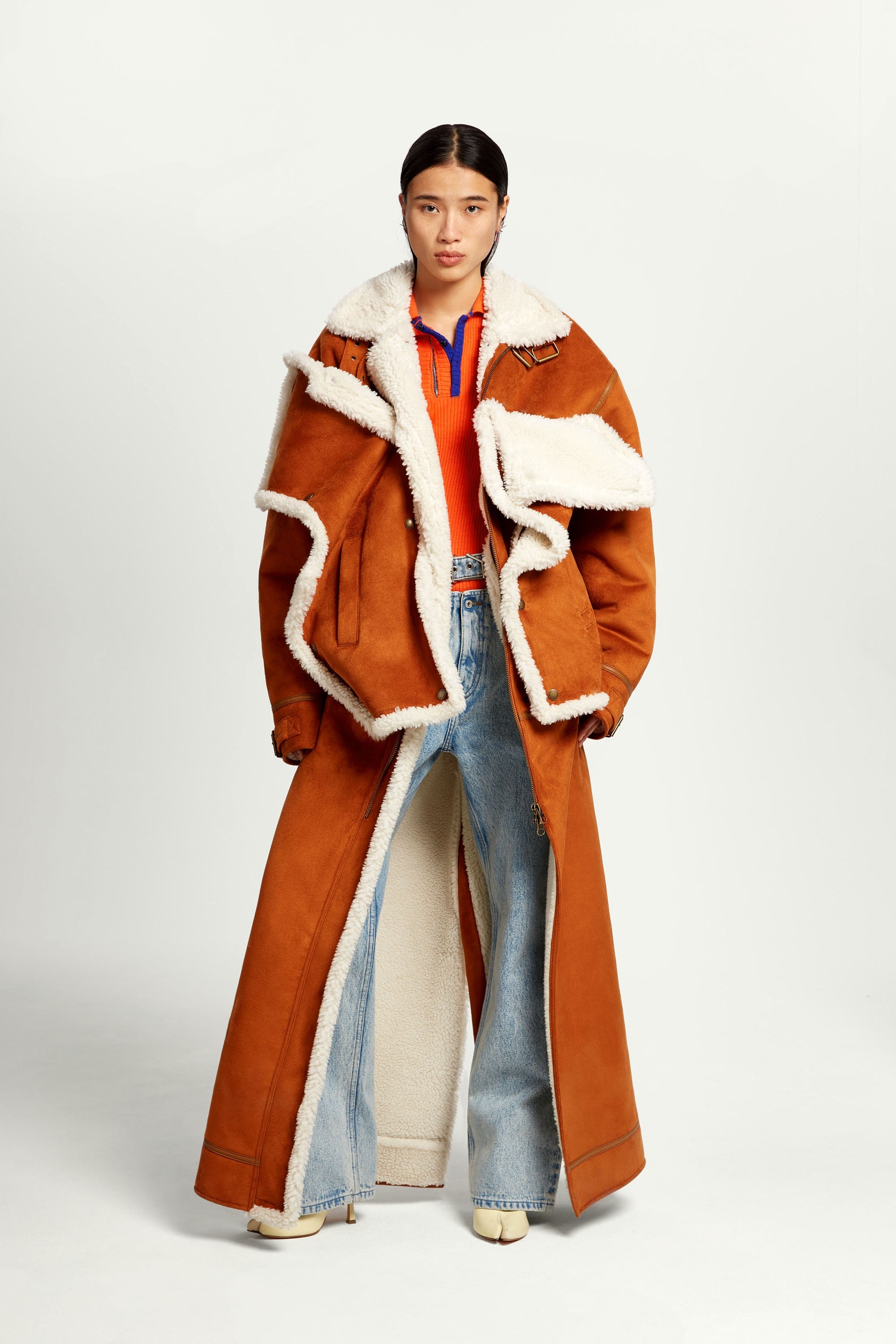 Snap Panel Shearling Coat - 2