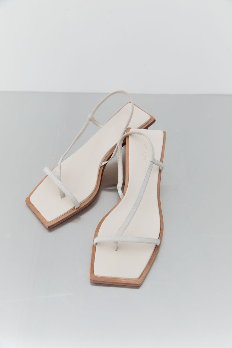ST. AGNI Suede Strap Heel - Cool White outlook