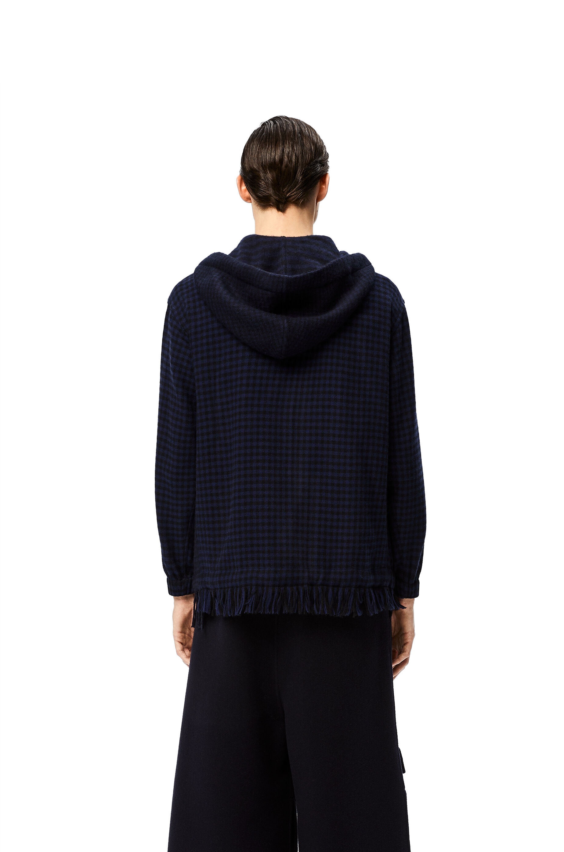 Hooded jacket in check wool and cashmere - 4