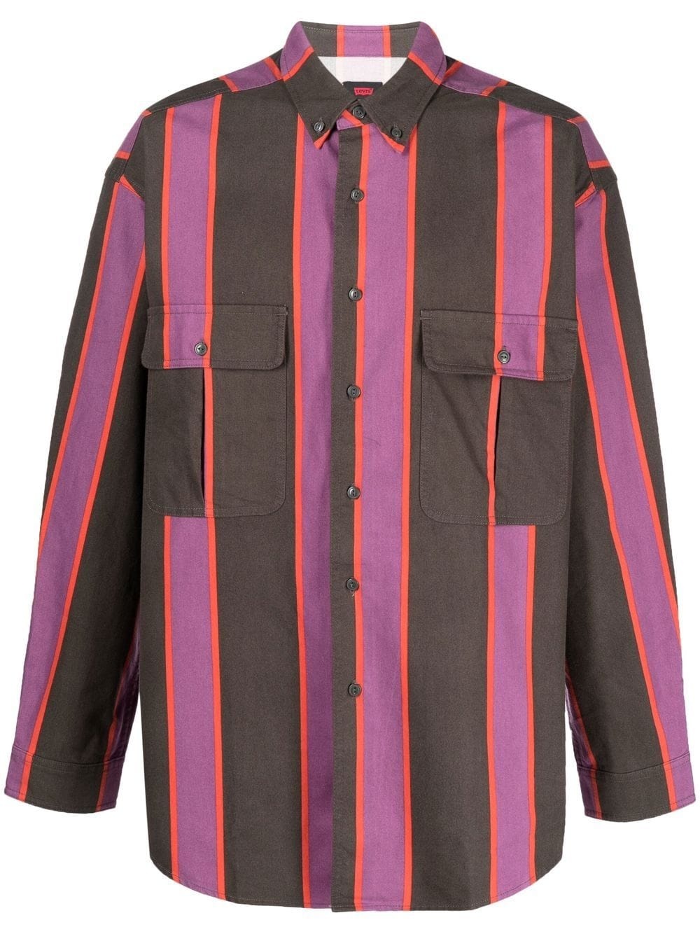 stripe-pattern long-sleeve shirt - 1