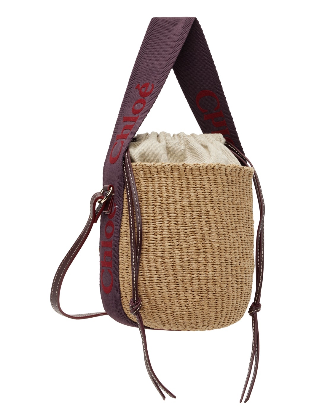 Beige & Purple Small Woody Basket Bag - 2