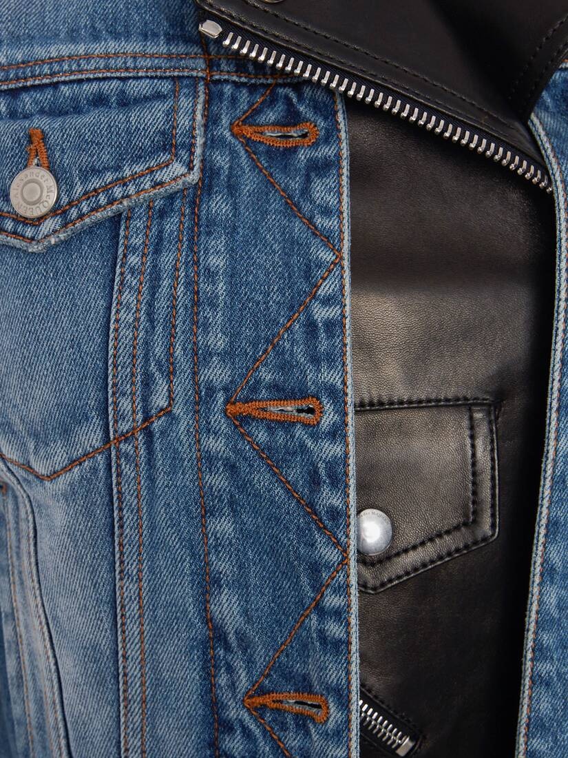 Trompe L'œil Hybrid Biker Jacket in Black/blue - 5