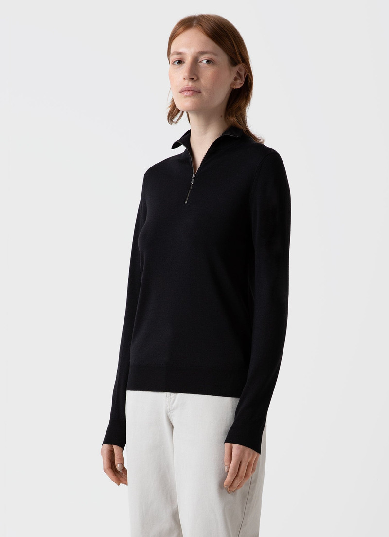 Sunspel Merino Silk Zip Neck Jumper outlook