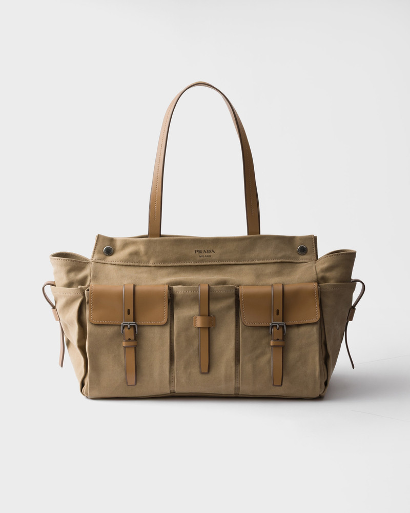 Prada Route canvas and leather tote bag 1