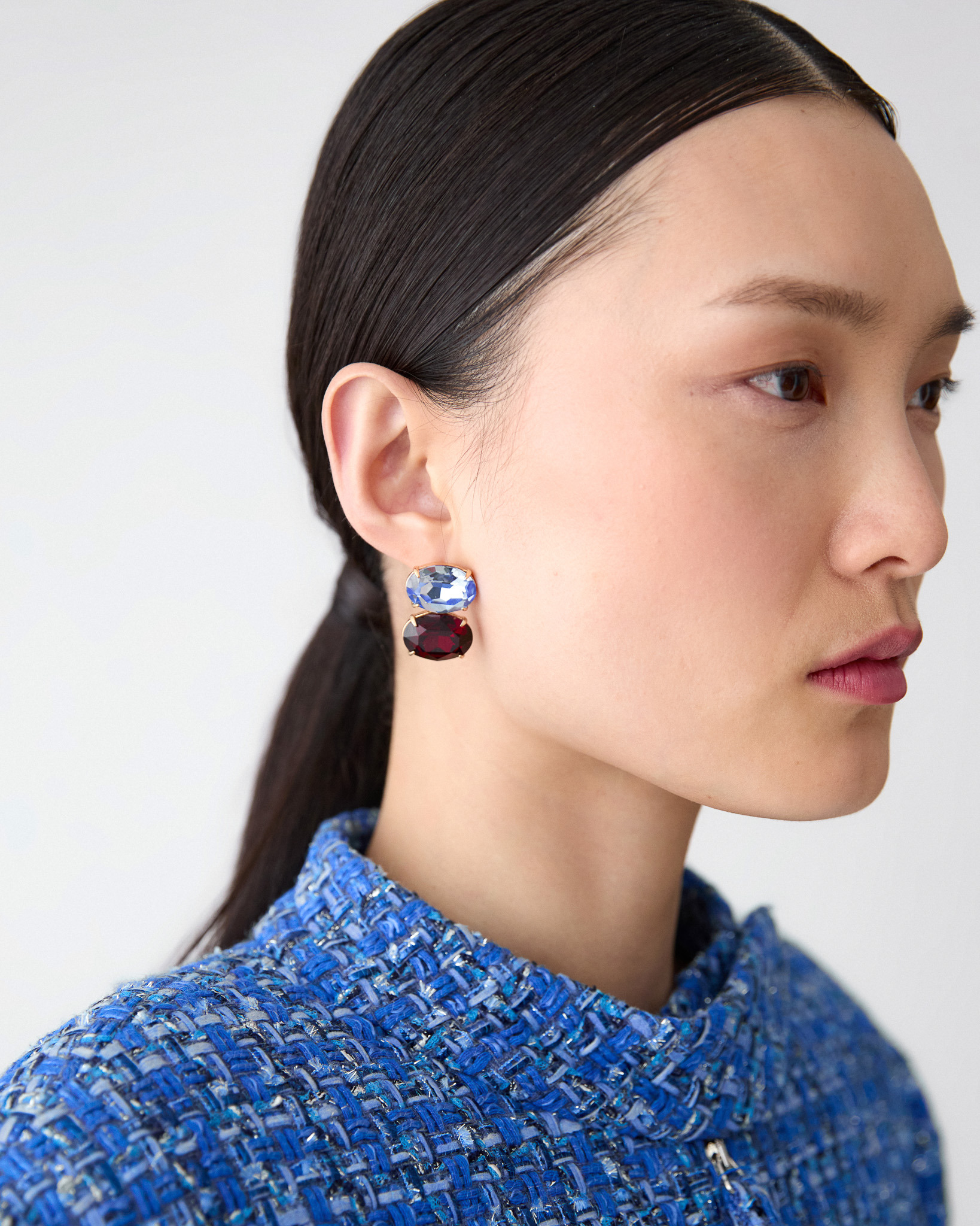 Two-Tone Crystal Earrings - 2