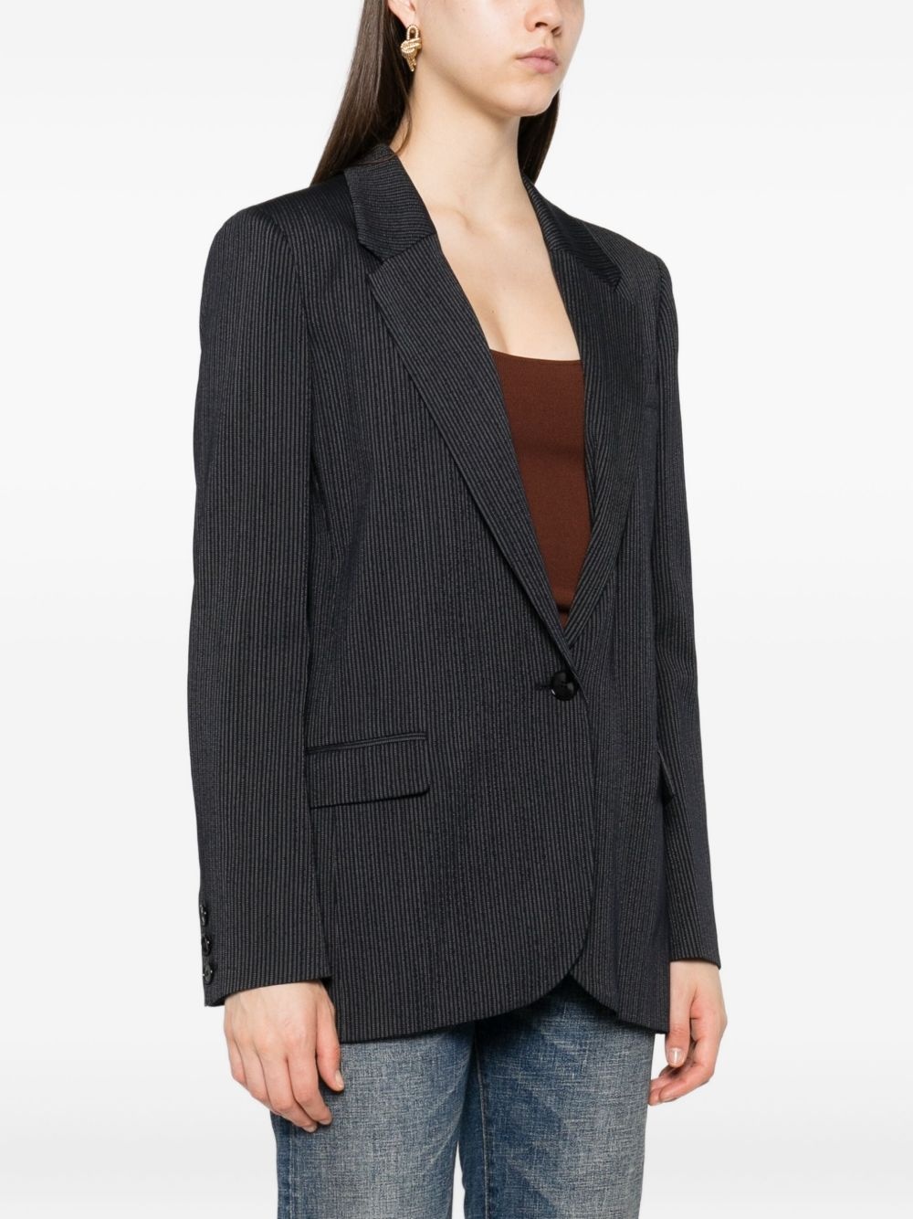 pinstripe single-breasted blazer - 3