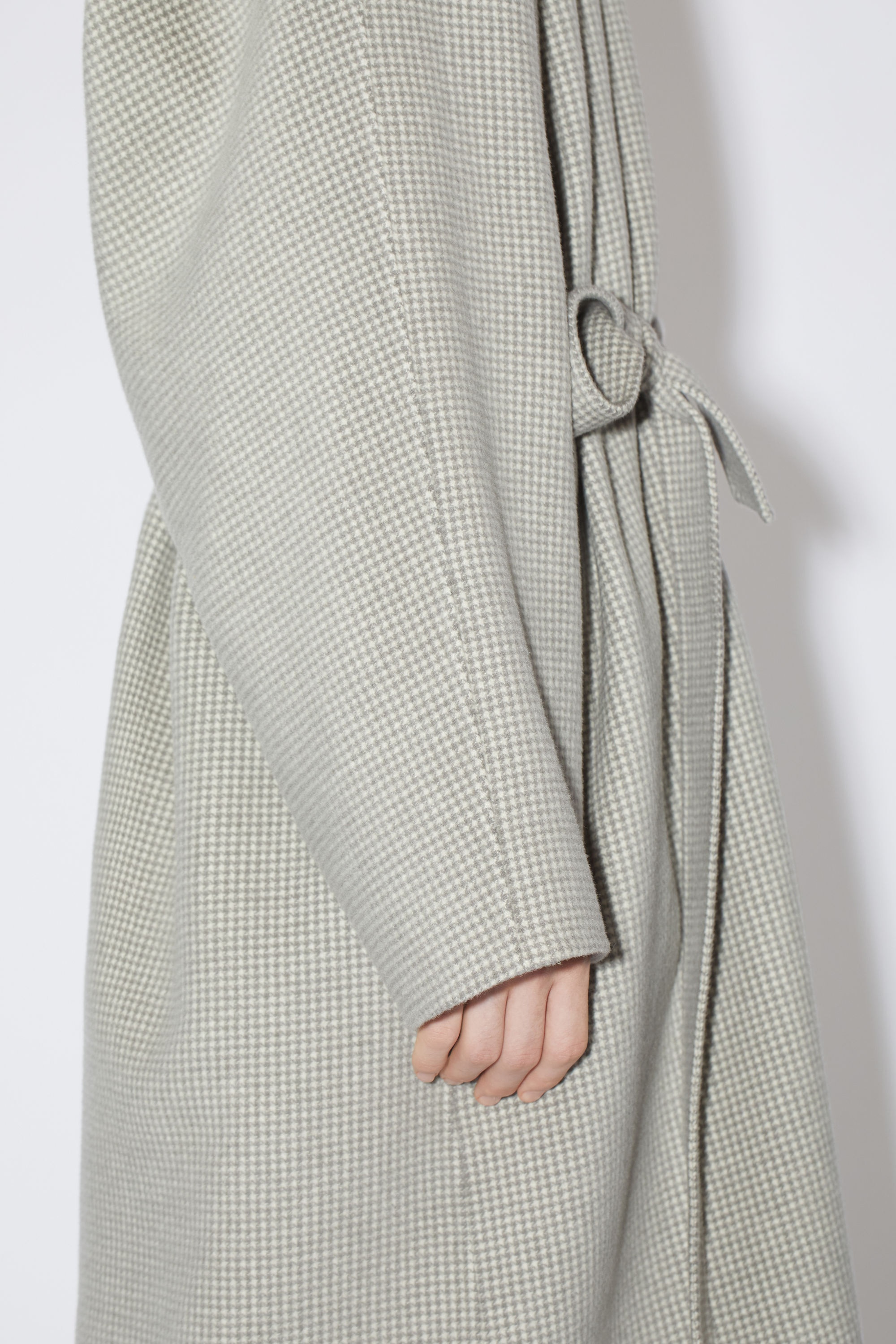 Single-breasted belted coat - Grey/off white - 5