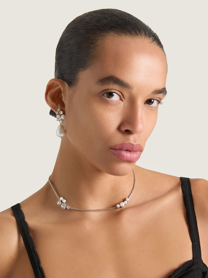 Givenchy CRYSTAL PEARL SHORT NECKLACE IN METAL, CRYSTALS AND PEARLS outlook