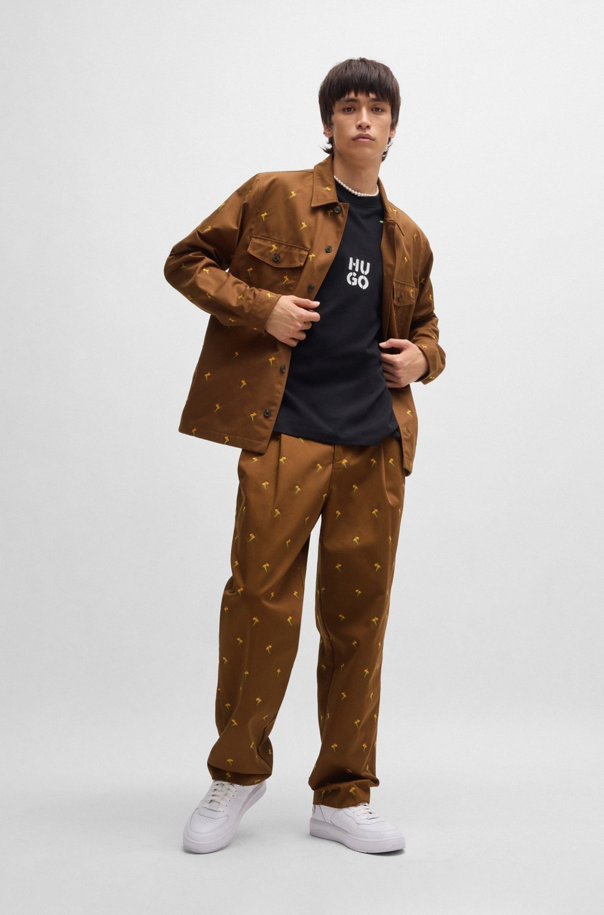 FLAT-FRONTED TROUSERS IN FLORAL-EMBROIDERED TWILL - 3