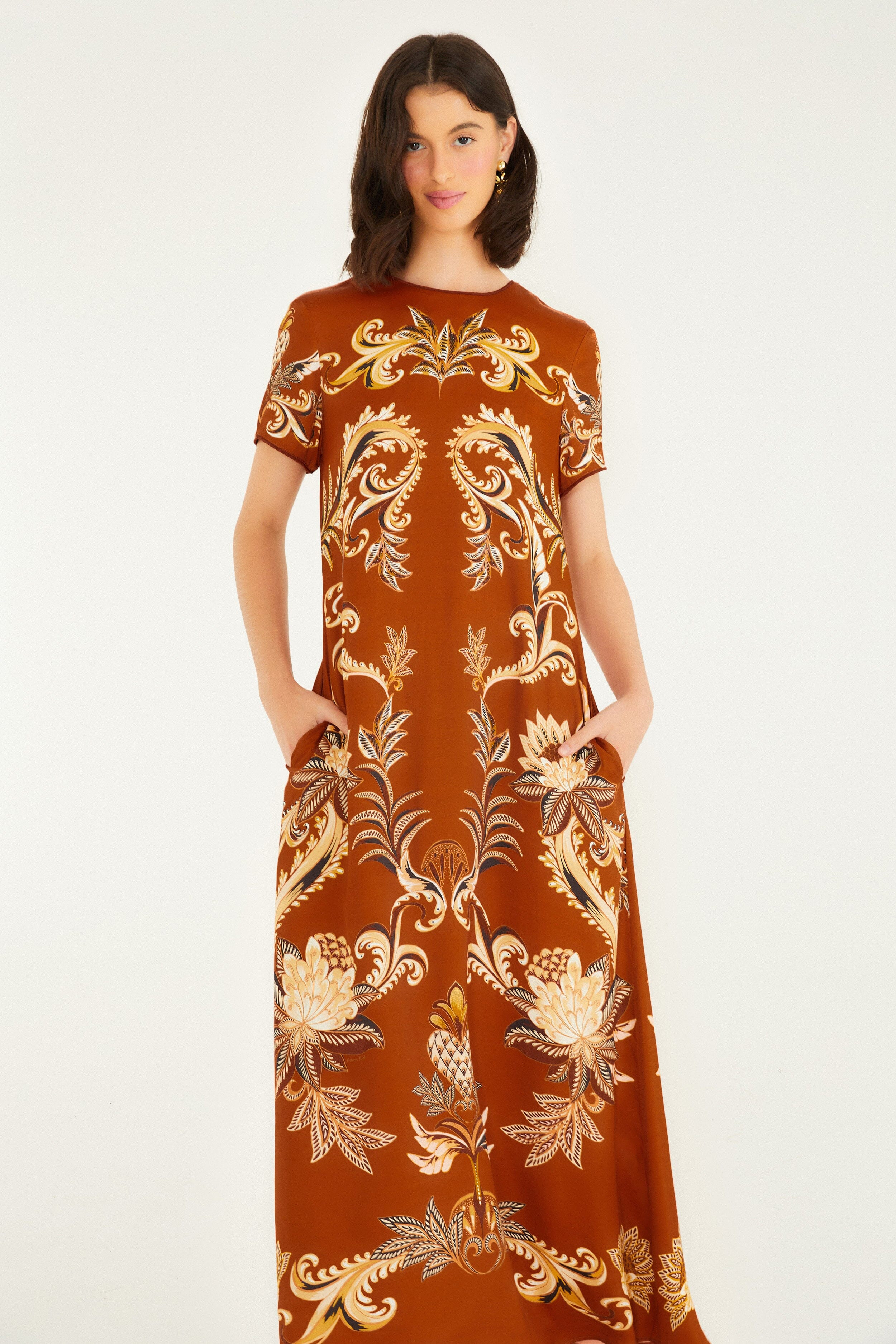 Orange Arabesque Paradise Lenzing™ Ecovero™ Viscose Maxi Dress - 2