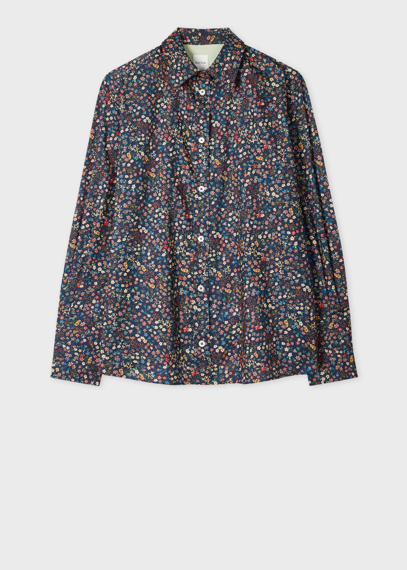 Women's Navy Cotton 'Liberty Floral' Print Shirt 1