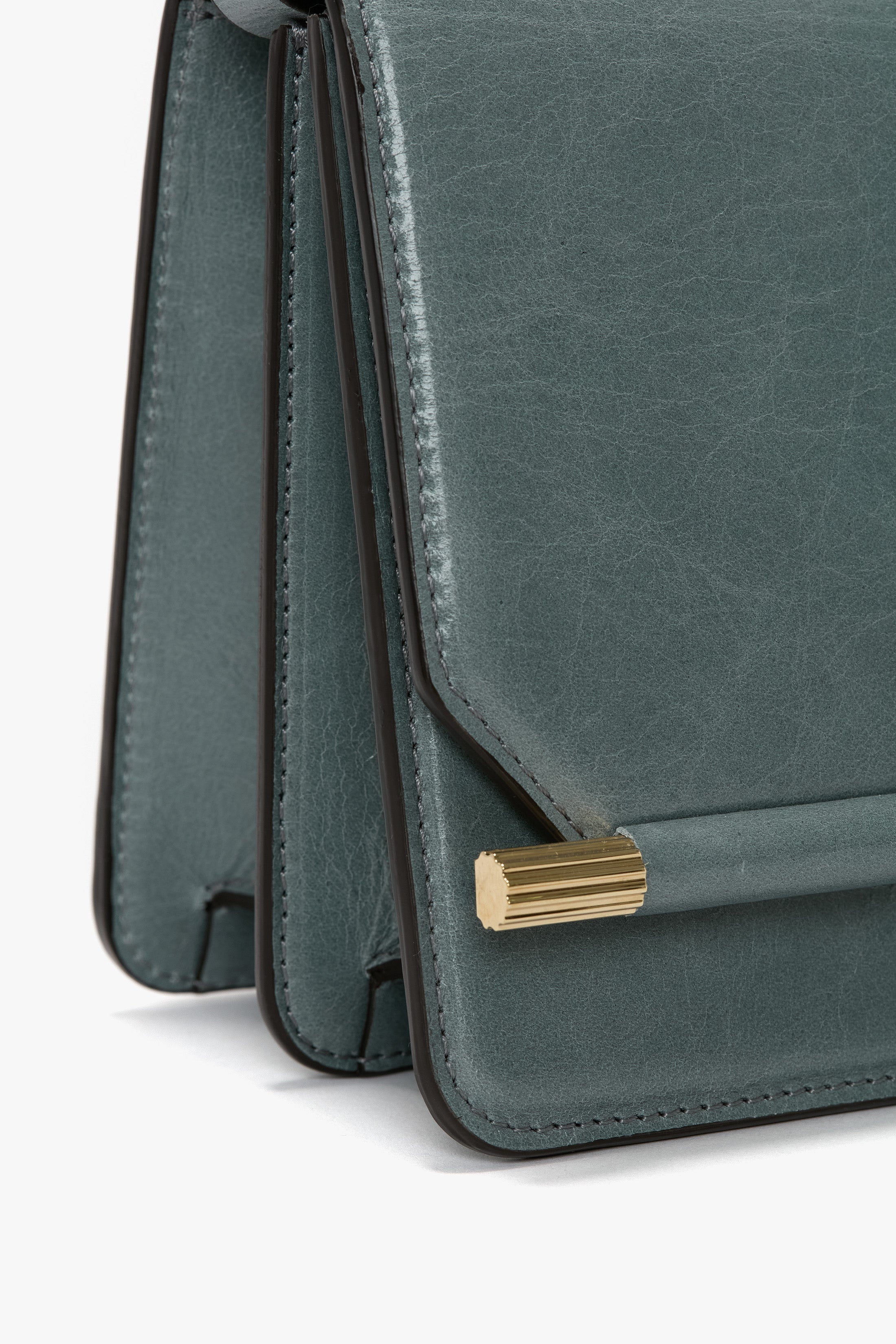 202 Crossbody Bag In Stone Grey Distressed Leather - 6