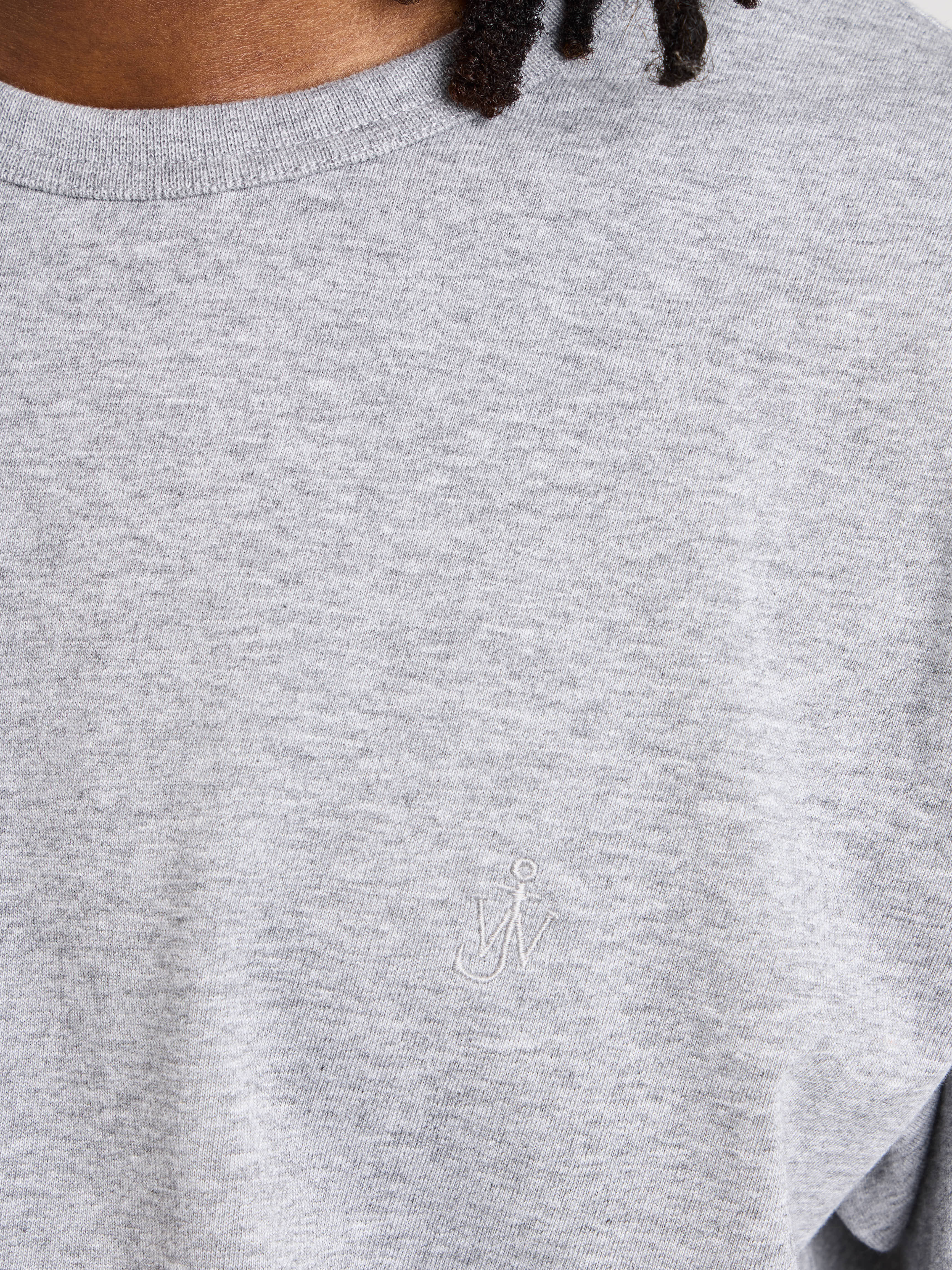 EMBROIDERED ANCHOR T-SHIRT IN MID GREY MELANGE - 6