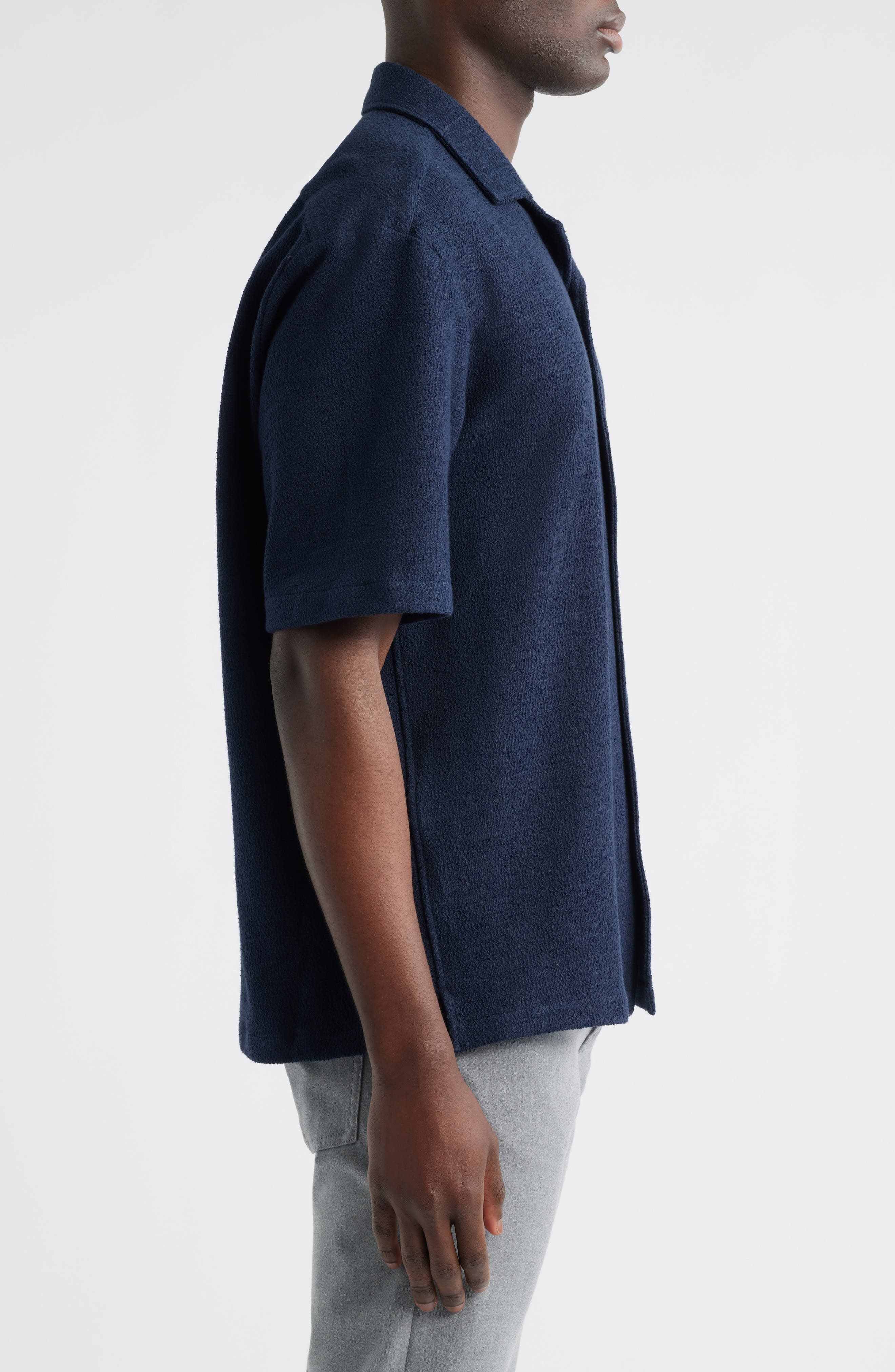 BOSS Lars Relaxed Fit Camp Shirt in Dark Blue at Nordstrom - 4