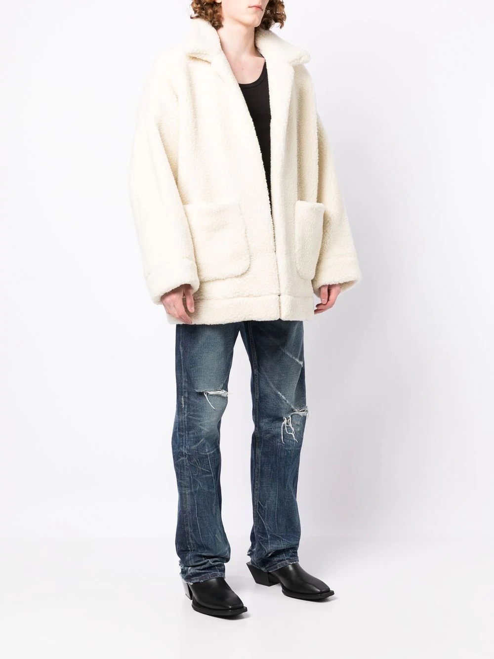 graphic-print shearling  jacket - 4