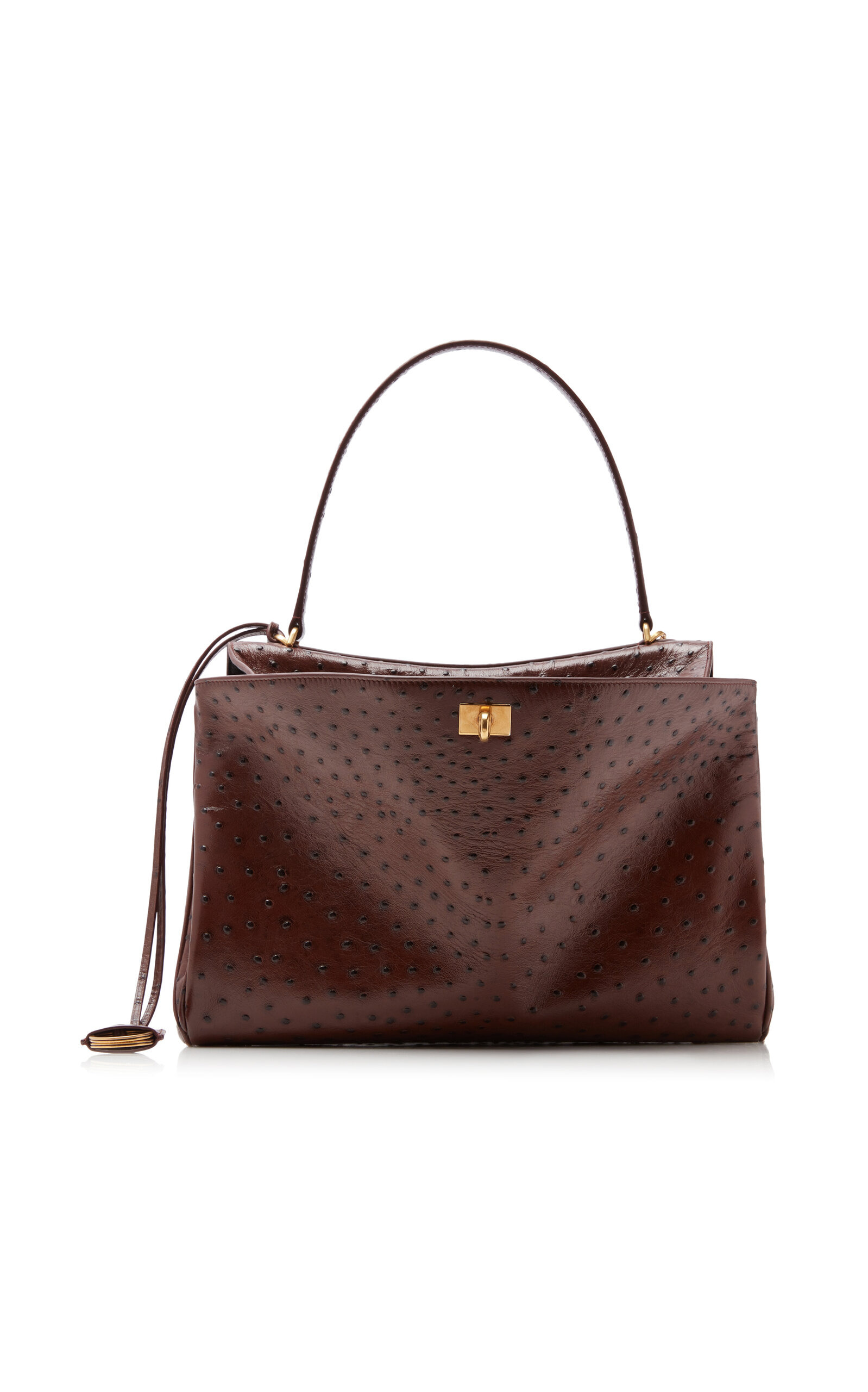 Rodeo Medium Faux Ostrich Leather Bag brown - 1