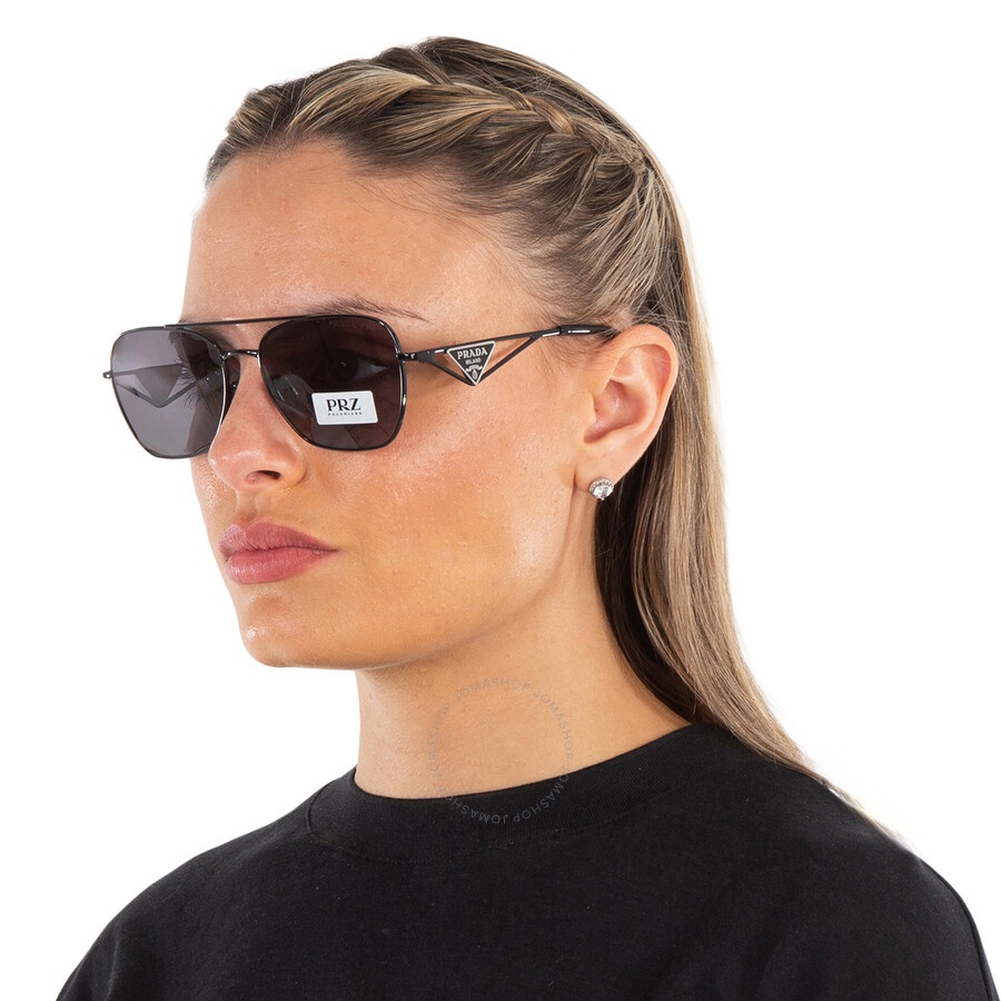 Open Box - Prada Polarized Grey Navigator Ladies Sunglasses PR A50S 1AB5Z1 - 2