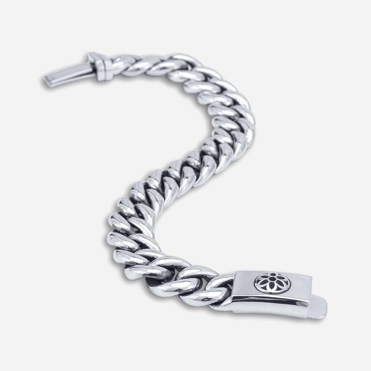 BS-BT-ROS-AA GOOD ART HLYWD Box And Tongue Rosette Bracelet Size AA - Sterling Silver - 3